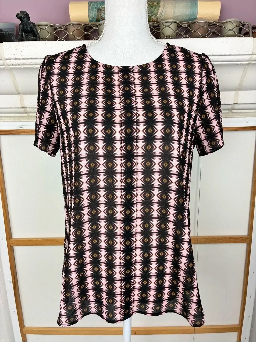 J. Crew Exotic Print Blouse w/Tulip folded sleeves dress down or dress up